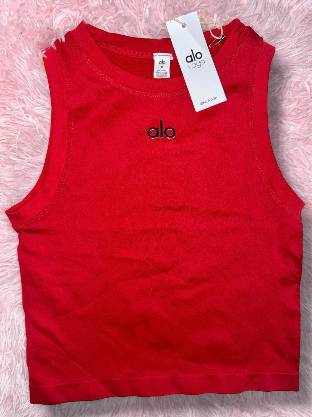 Alo Yoga Red Sleeveless Cropped Tank Top Size M